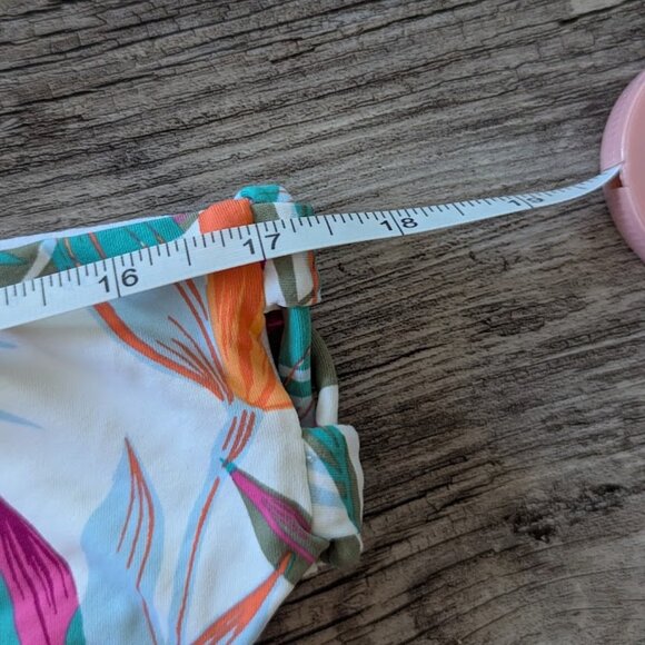 Roxy - Bikini Bottom Mid Rise Hipster Tropical Leaf White, Pink, Orange, Green - Picture 9 of 12